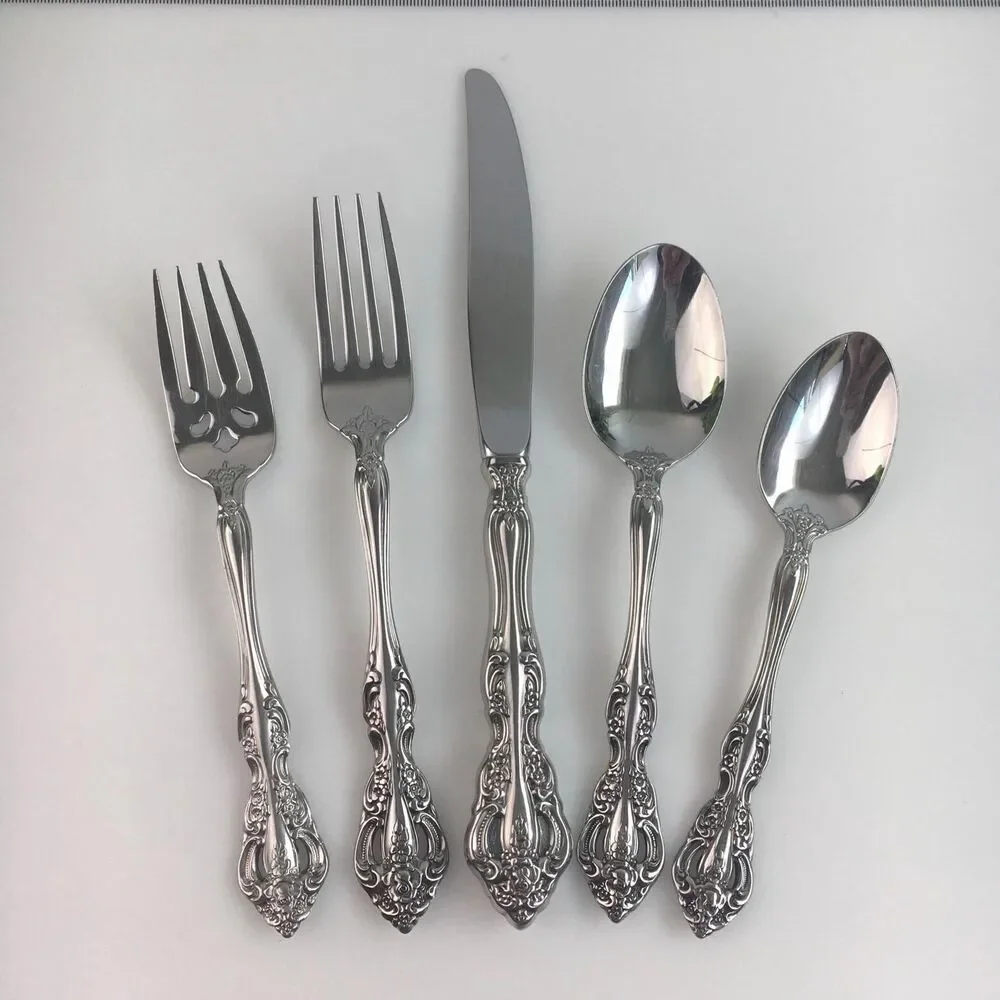 ONEIDA Heirloom Cube Michelangelo 18/10 SS Flatware Set For 12 + Serving 74Pc